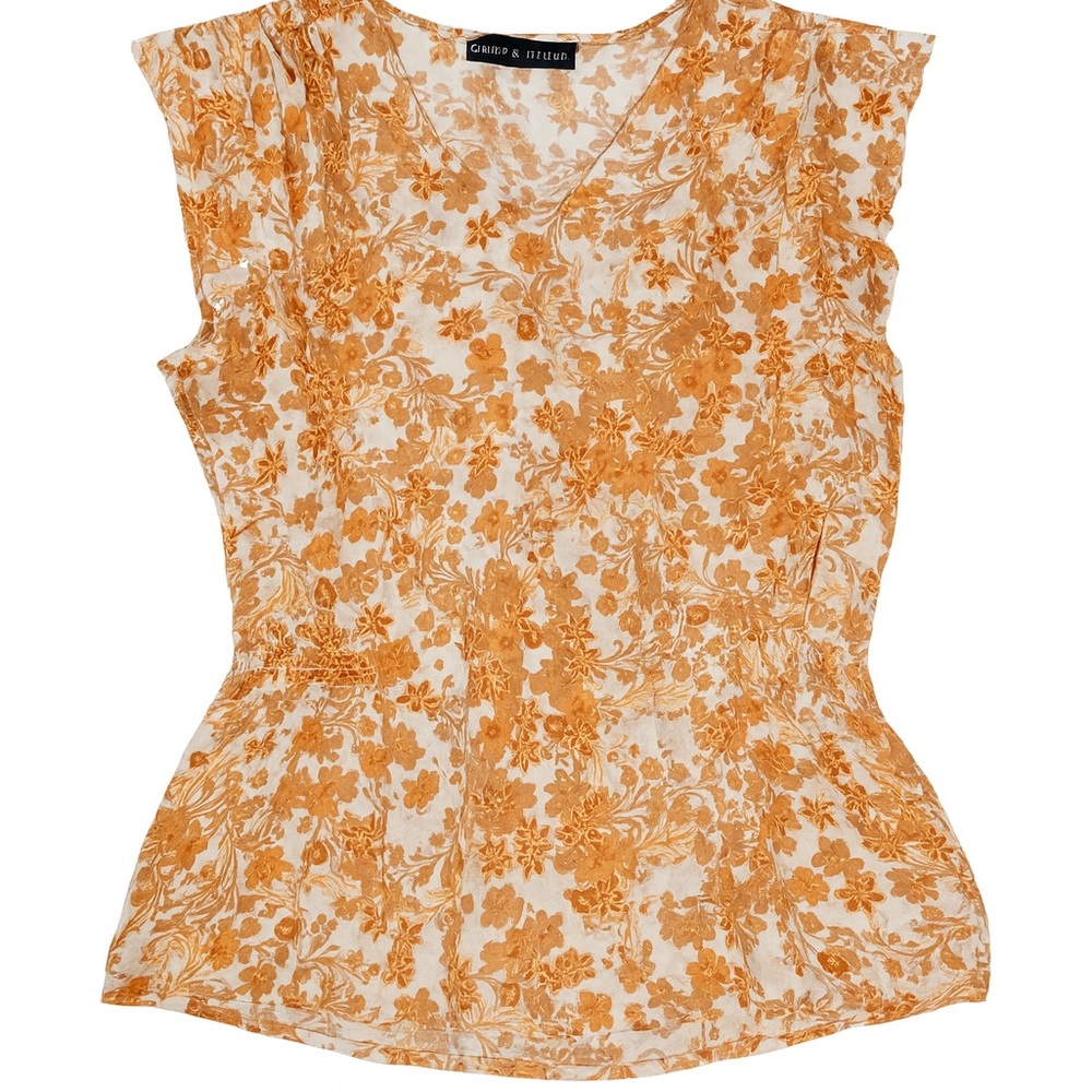 🌼 COMO BLACK Floral Peplum Blouse (Size S)
